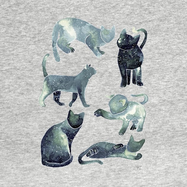 Galaxy Cats Pattern - Gray by monitdesign